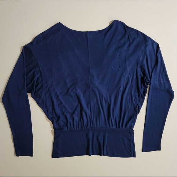 Jennifer Lopez Blue Surplice Crossover Front V-neckline Blouse - Picture 13 of 13